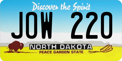 ND license plate JOW220
