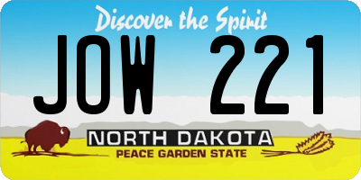 ND license plate JOW221