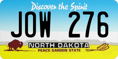 ND license plate JOW276