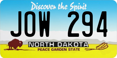 ND license plate JOW294