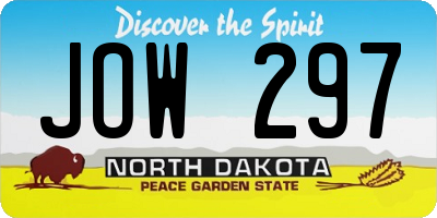 ND license plate JOW297