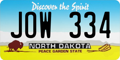 ND license plate JOW334
