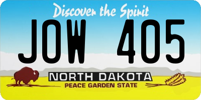ND license plate JOW405