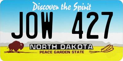 ND license plate JOW427