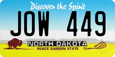ND license plate JOW449