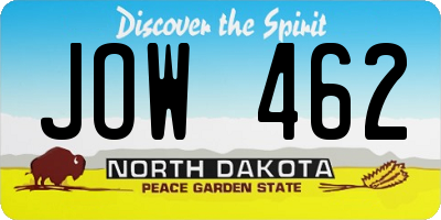 ND license plate JOW462