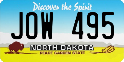 ND license plate JOW495
