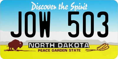 ND license plate JOW503