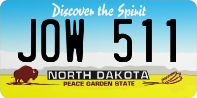 ND license plate JOW511