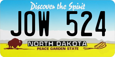 ND license plate JOW524