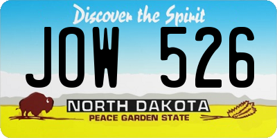 ND license plate JOW526