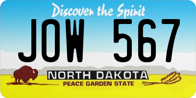 ND license plate JOW567