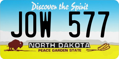 ND license plate JOW577