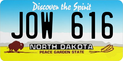 ND license plate JOW616