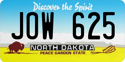 ND license plate JOW625