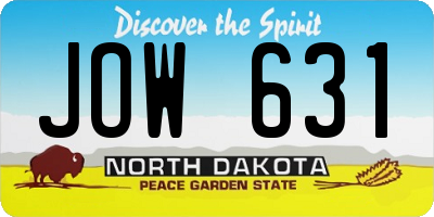 ND license plate JOW631