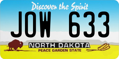 ND license plate JOW633