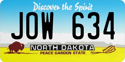 ND license plate JOW634