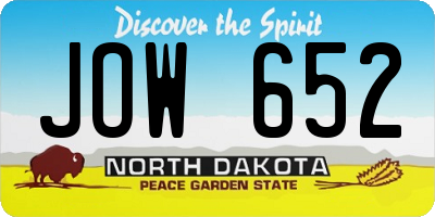 ND license plate JOW652