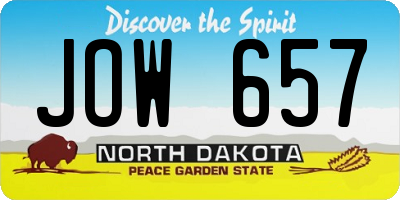 ND license plate JOW657