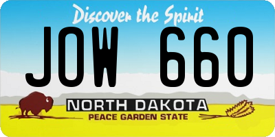 ND license plate JOW660