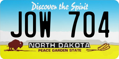 ND license plate JOW704