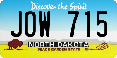 ND license plate JOW715