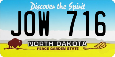 ND license plate JOW716
