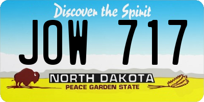 ND license plate JOW717