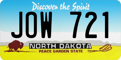 ND license plate JOW721