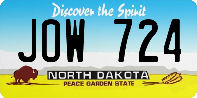 ND license plate JOW724