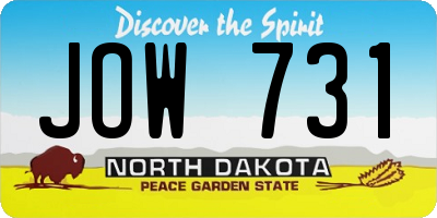 ND license plate JOW731