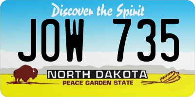 ND license plate JOW735