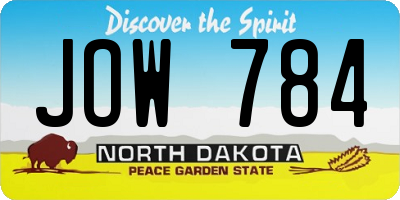 ND license plate JOW784