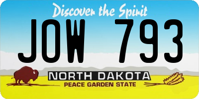ND license plate JOW793