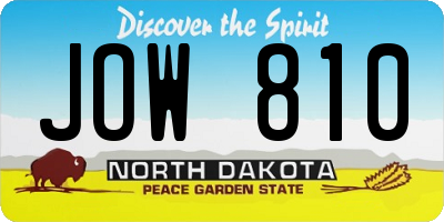 ND license plate JOW810