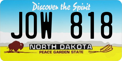 ND license plate JOW818