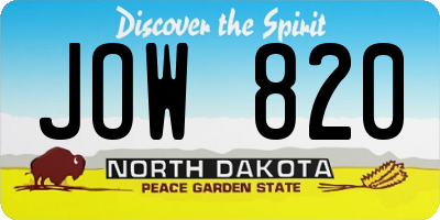 ND license plate JOW820