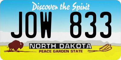 ND license plate JOW833