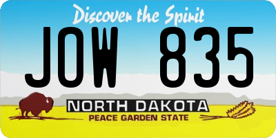 ND license plate JOW835