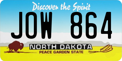 ND license plate JOW864