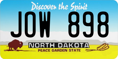 ND license plate JOW898