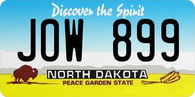 ND license plate JOW899