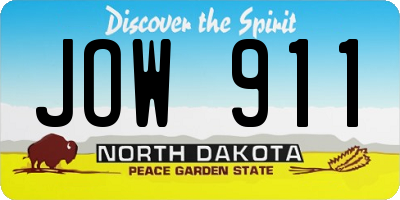 ND license plate JOW911