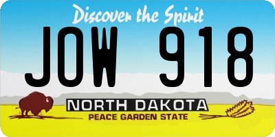 ND license plate JOW918