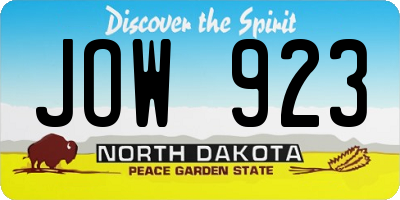 ND license plate JOW923