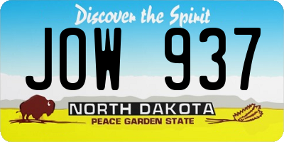 ND license plate JOW937