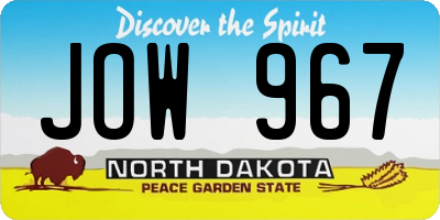 ND license plate JOW967