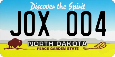 ND license plate JOX004