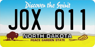 ND license plate JOX011